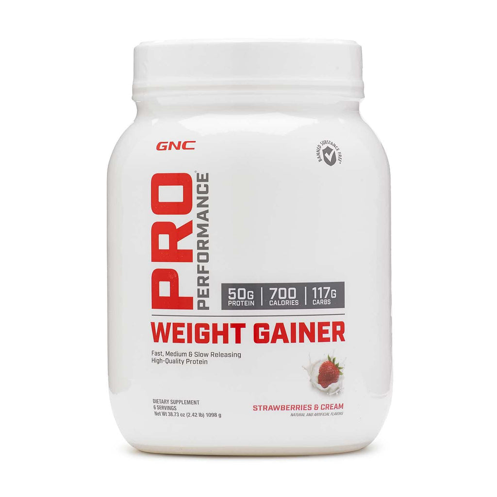 GNC Pro Performance Weight Gainer — Strawberries & Cream | Banned-Substance Tested, 6 Servings