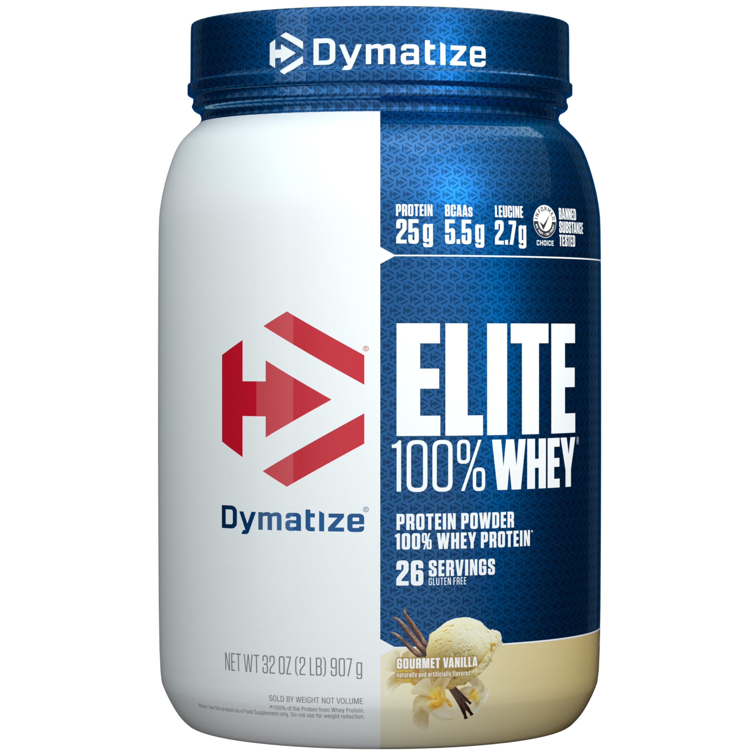 Dymatize Elite 100% Whey — Gourmet Vanilla | 25g Protein, Fast-Absorbing, 2 lbs