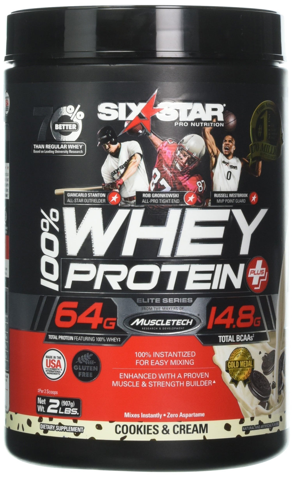 Six Star Whey Protein Plus — Cookies & Cream | Isolate & Peptides · Lean Muscle, 2 lbs