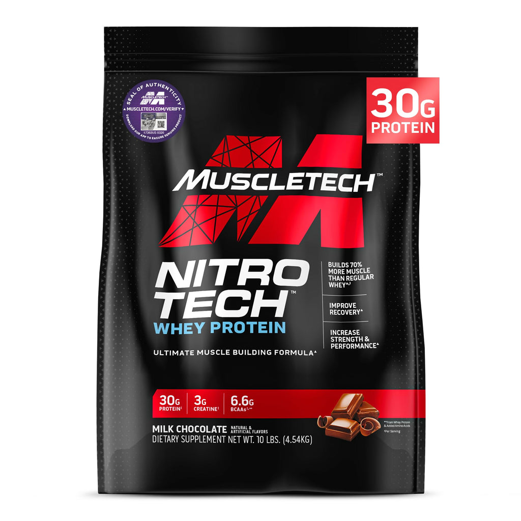 MuscleTech Nitro-Tech Whey — Milk Chocolate | 30g Protein + 3g Creatine, 10 lbs