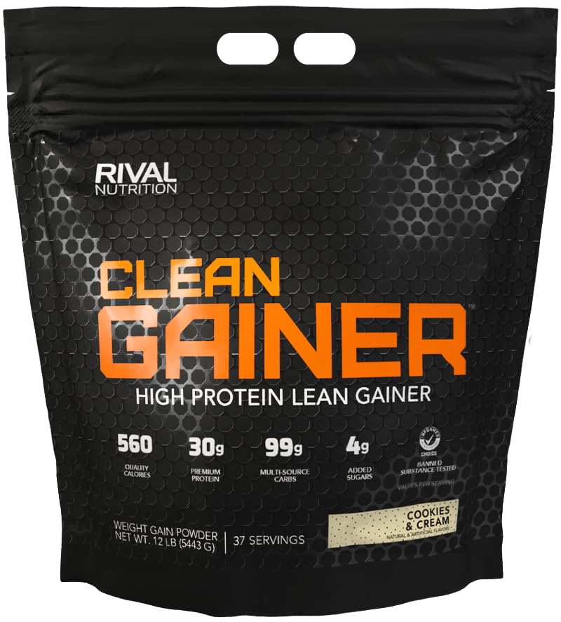 Rival Nutrition Clean Gainer — Cookies & Cream | Lean Mass Formula, 12 lbs - 37 Servings