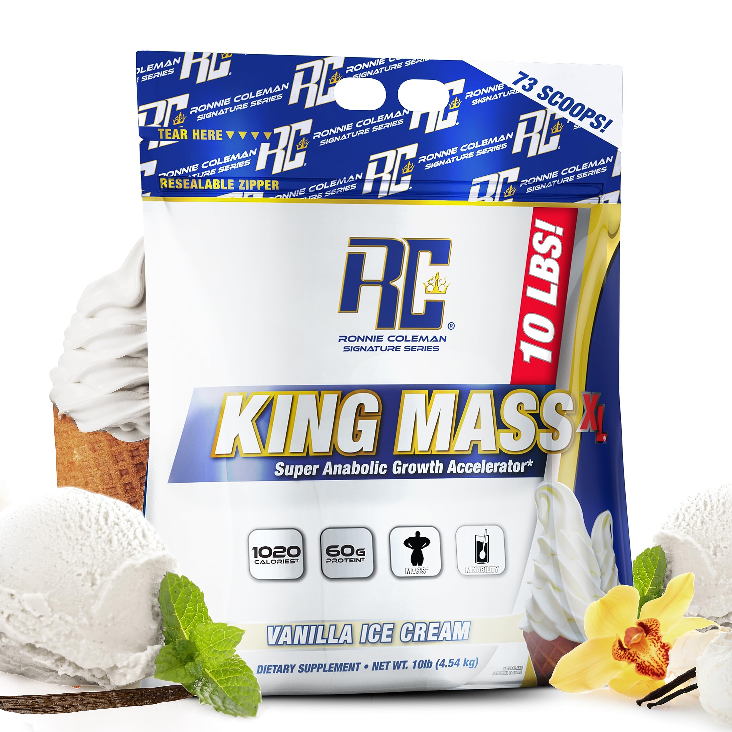 Ronnie Coleman King Mass XL — Vanilla Ice Cream | 1,000+ Cal · 60g Protein, 10 lbs